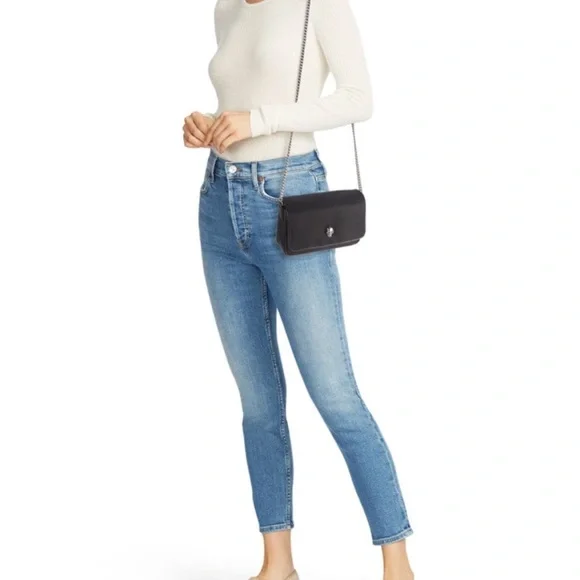 Alexander McQueen Black Crossbody Bag with Silver Chain